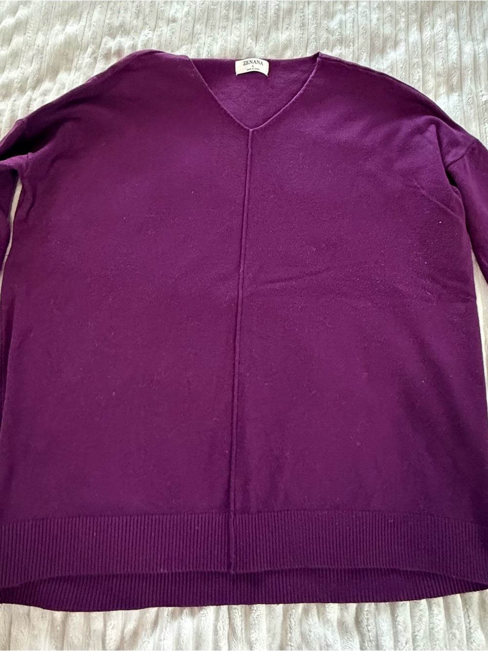 Zenana Outfitters Women's V-Neck Tunic Sweater in Plum